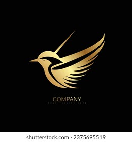 Flying Bird vector logo. Luxury bird vector line