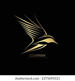 Flying Bird vector logo. Luxury bird vector line
