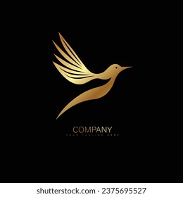 Flying Bird vector logo. Luxury bird vector line
