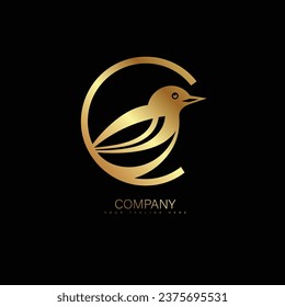 Flying Bird vector logo. Luxury bird vector line