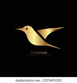 Flying Bird vector logo. Luxury bird vector line