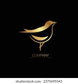 Flying Bird vector logo. Luxury bird vector line