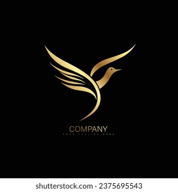 Logo del vector de aves voladoras. Línea vectorial de ave de lujo