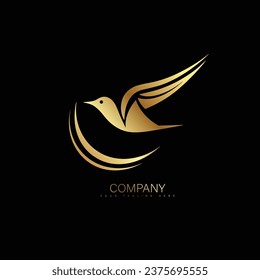 Flying Bird vector logo. Luxury bird vector line