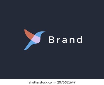 Flying bird vector logo. Simple icon design.
