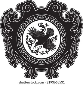 flying bird with vintage frame handmade design vector