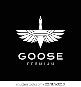 flying bird white goose modern geometric logo design vector