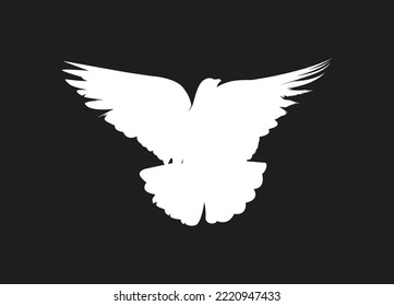 Flying bird of white silhouettes isolated on black background. Fit for logo, symbol, banner, bakcground, tattoo, apparel. Bird element vector. Eps 10