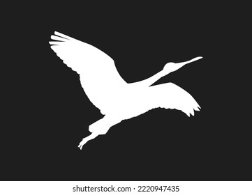 Flying bird of white silhouettes isolated on black background. Fit for logo, symbol, banner, bakcground, tattoo, apparel. Bird element vector. Eps 10