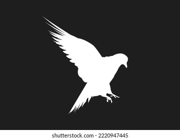 Flying bird of white silhouettes isolated on black background. Fit for logo, symbol, banner, bakcground, tattoo, apparel. Bird element vector. Eps 10
