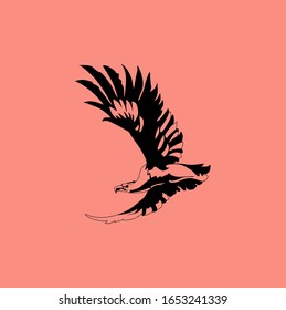 Flying bird, wings flap in the air, logo, vector