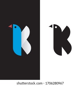 Flying bird wings K logo