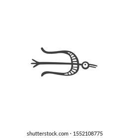 Flying bird.Ethnic folk style . Vector linear simple icon on a white background.