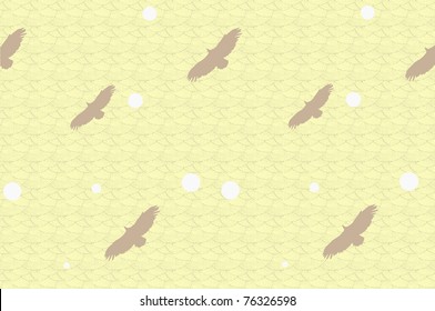 flying birds abstract illustration yellow color