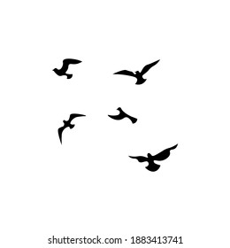 Flying birds black silhouette, vector illustration.