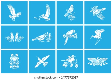 flying birds blue background pattern illustration