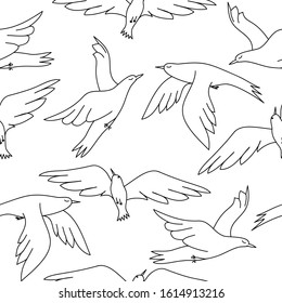 Flying Birds Coloring Page Ransparent Seamless Stock Vector (Royalty ...