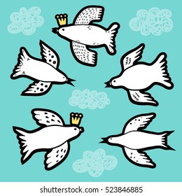 Flying birds doodle