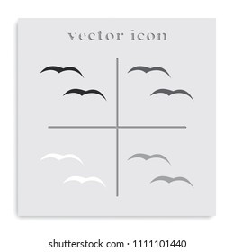 Flying birds flat black and white vector icon.