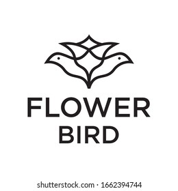 Flores y pájaros voladores florecen
