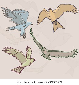 Flying birds image design for postcards, posters, stickers, labels and other design and decoration needs.