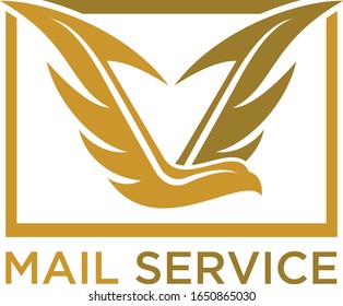 Flying Birds isolated, swoosh stylise, abstract birds, email template logo, mail service template logo.