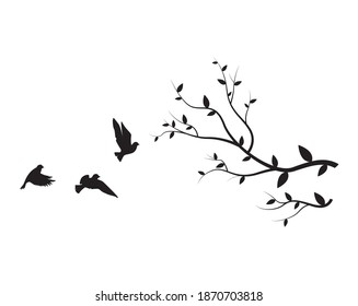 simple tree and bird silhouettes