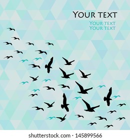 Flying birds on a mosaic background, vector illustration