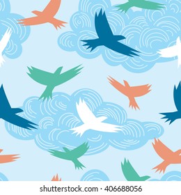flying birds. seamless decorative pattern.