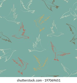 flying birds seamless pattern