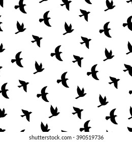 Flying birds seamless pattern.  Bohemian style endless background.