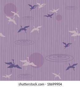 flying birds seamless pattern on striped background. Halftone vector wallpaper