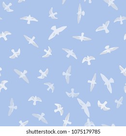 Flying birds seamless pattern. Primitive style.