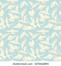 Flying birds seamless pattern. Vector background