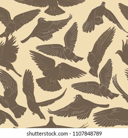 Flying birds seamless pattern. Vector background