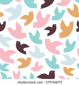 Flying birds seamless pattern. Vector background.