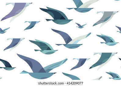 Flying Birds seamless pattern. Vector illustration. Minimalist style