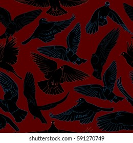 Flying birds seamless pattern. Vector background