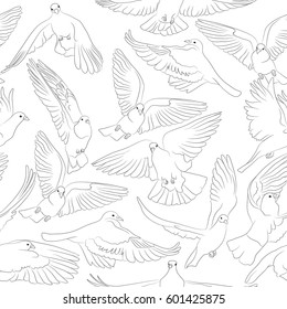 Flying birds seamless pattern. Vector background