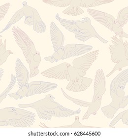 Flying birds seamless pattern. Vector background