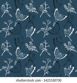 Flying birds seamless vector pattern.