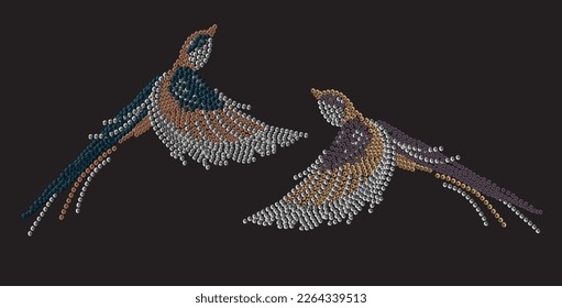 flying birds with sequins for fashion items