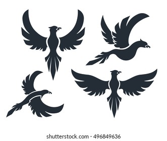 Flying birds sign set