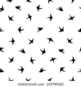 Flying birds silhouette black and white pattern