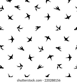 Flying birds silhouette black and white pattern
