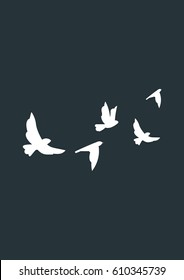 Flying birds silhouette icon, Vector