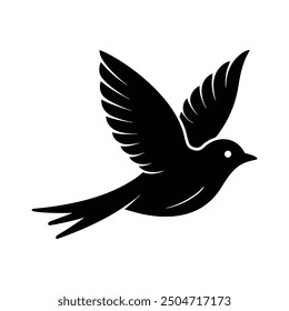 Flying birds silhouette isolated on white background. Bird outline black shapes hand drawn vector illustration