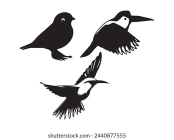 Flying birds silhouette pack
.,Vector birds  collection white background,Dove black  cute dove bird hand drawing art and vector illustration,