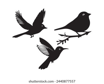 Flying birds silhouette pack
.,Vector birds  collection white background,Dove black  cute dove bird hand drawing art and vector illustration,