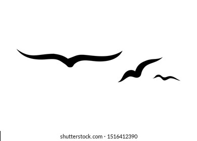 Flying Birds Silhouette. Seagull Bird Symbol And Icon Logo Template